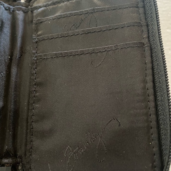 Vera Bradley Wristlet Wallet Black Leaves and Flowers - Picture 6 of 7